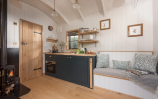 DHH_Willow_11 Willow shepherds hut | Luxury glamping in Devon with Log burner and fully fitted kitchen