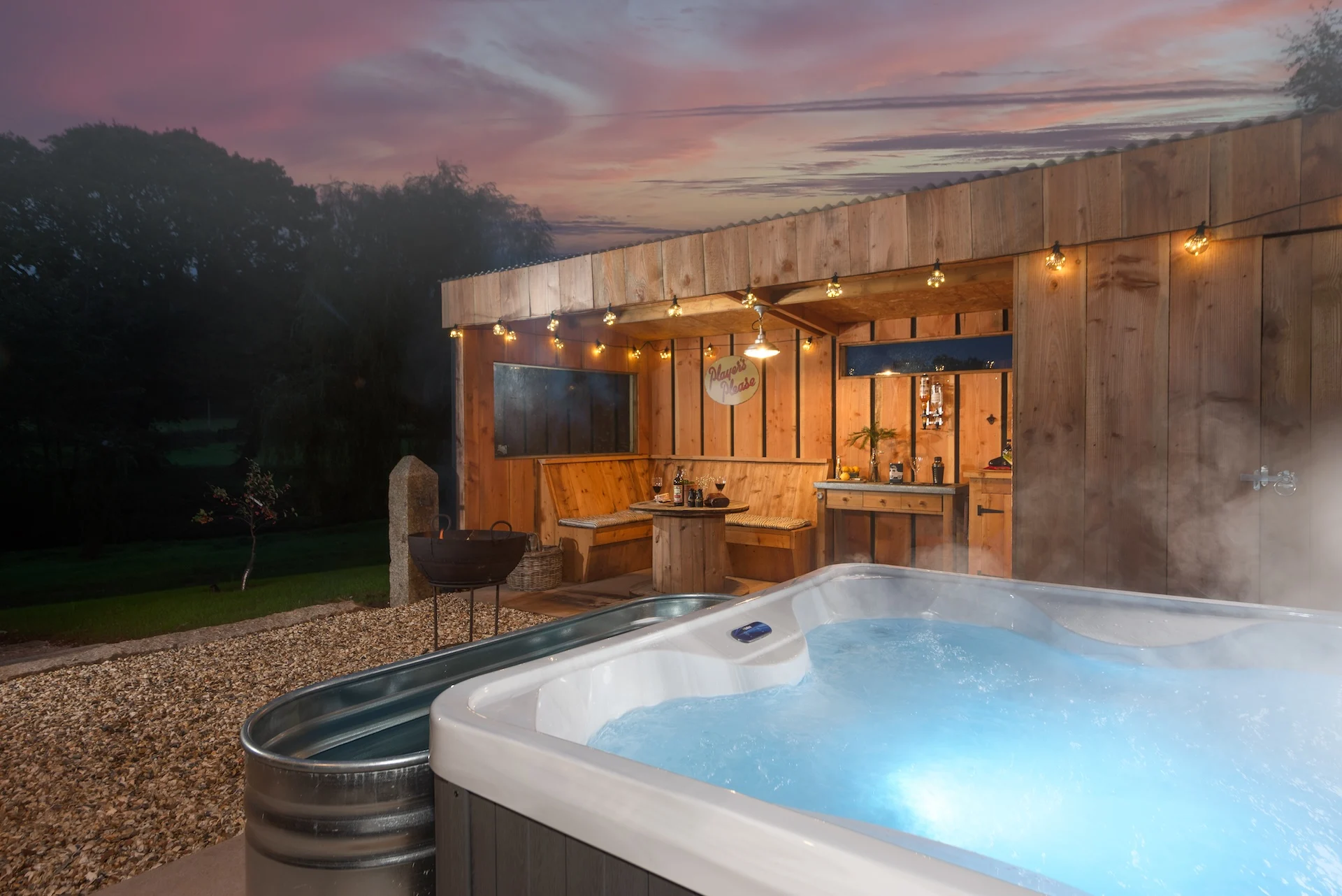 Hot tub glamping in Devon Willow shepherds hut | couples Hot tub escape Devon
