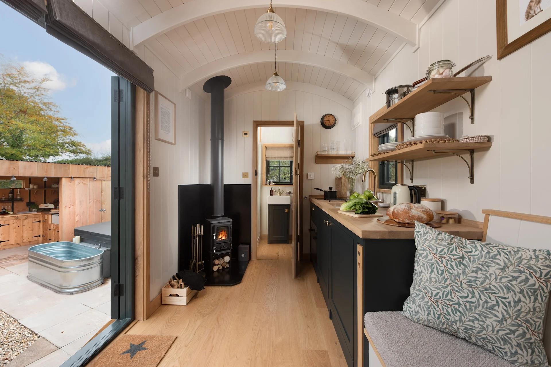 DHH_Willow_3 Willow Shepherds hut | couples glamping with hot tub near Exeter