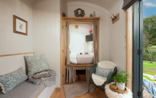 DHH_Willow_7 Willow shepherds hut interior | Couples glamping near Exeter with hot tub.